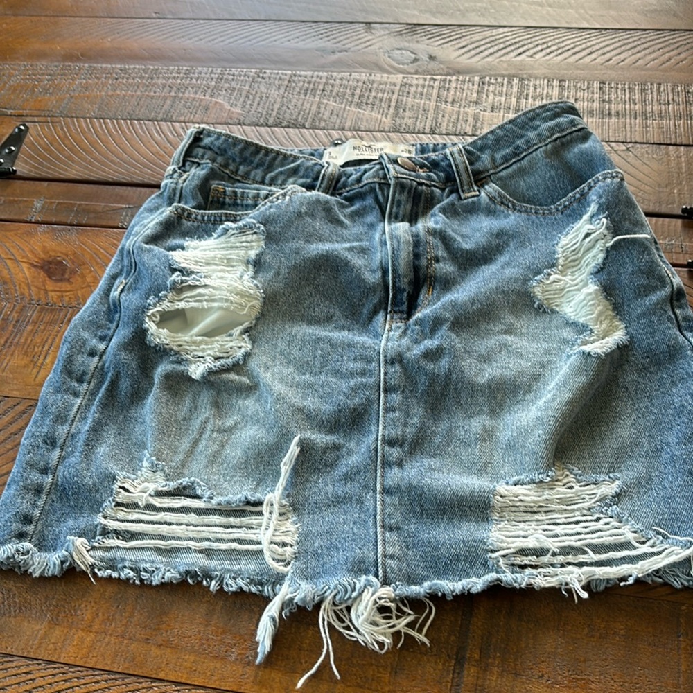 Hollister Distressed Denim Skirt - Blue